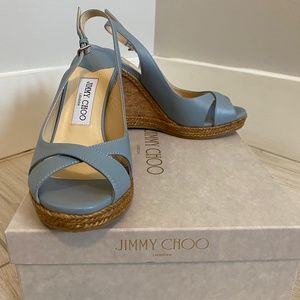 Jimmy Choo light blue wedges. Size 38 1/2
